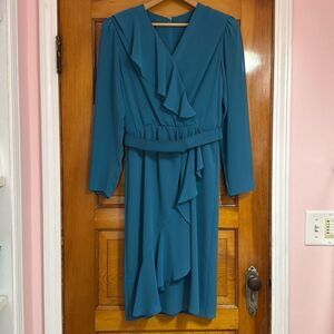 Vintage Ursula Belted Teal Dress Women’s US 8 Petite